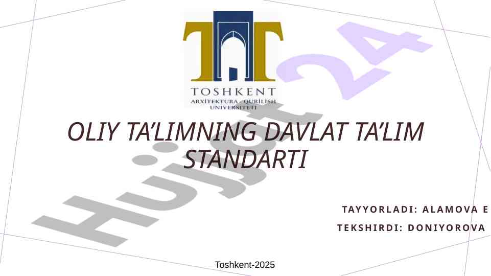 Oliy ta’lim davlat standartlari asoslari va maqsadlari