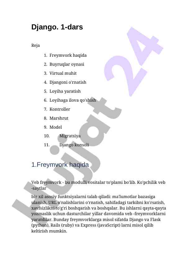 Django framework asoslari va buyruqlar oynasi