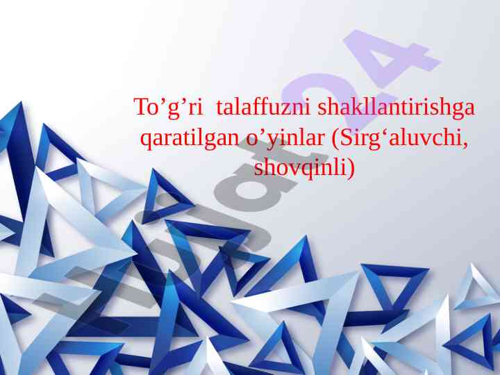 Tovushlar talaffuzini shakllantirish o'yinlari