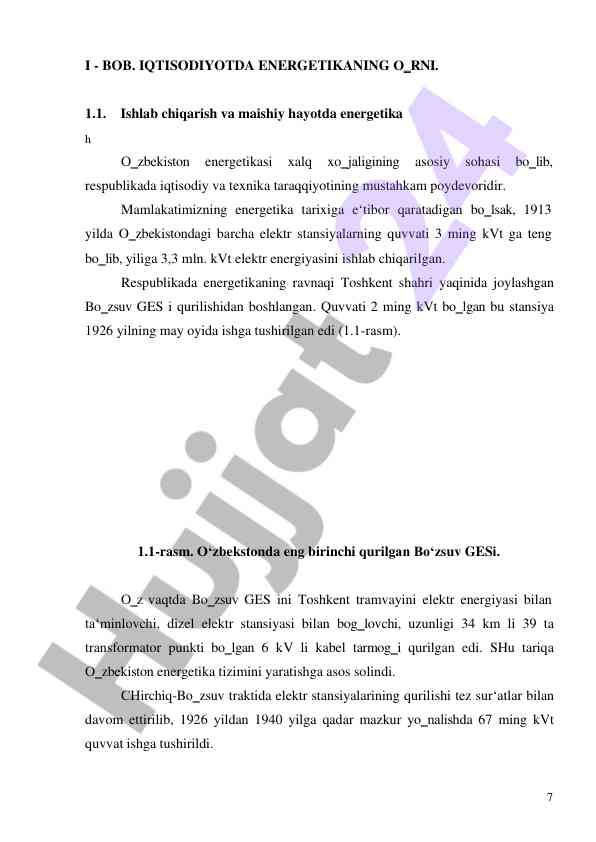 O‘zbekistonda energetika tizimining tarixi
