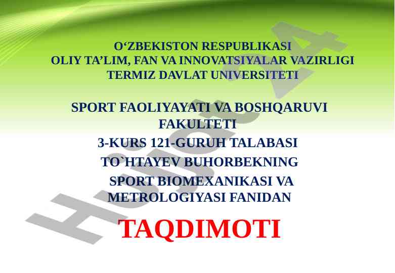 Sport biomexanikasi fanining obyekti va maqsadi
