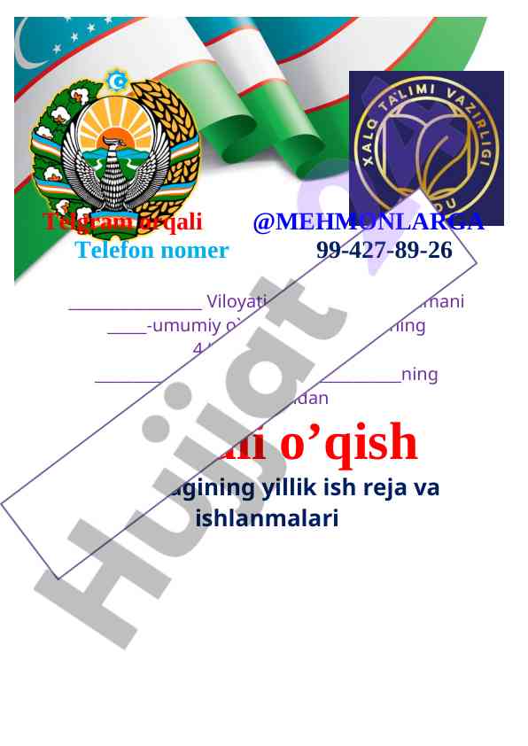 Ifodali o‘qish to‘garak yillik ish reja