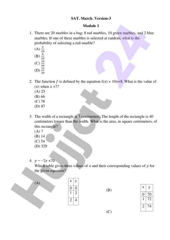 Sat probability and function questions