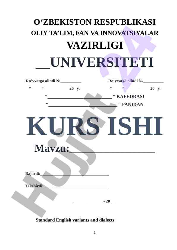 Standart Ingliz Tili Va Dialektlar