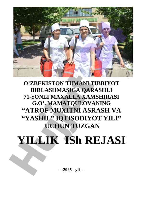 Atrof muxitni asrash va yashil iqtisodiy yili rejasi