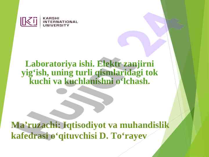 Elektr zanjirni yig‘ish va o‘lchash laboratoriyasi