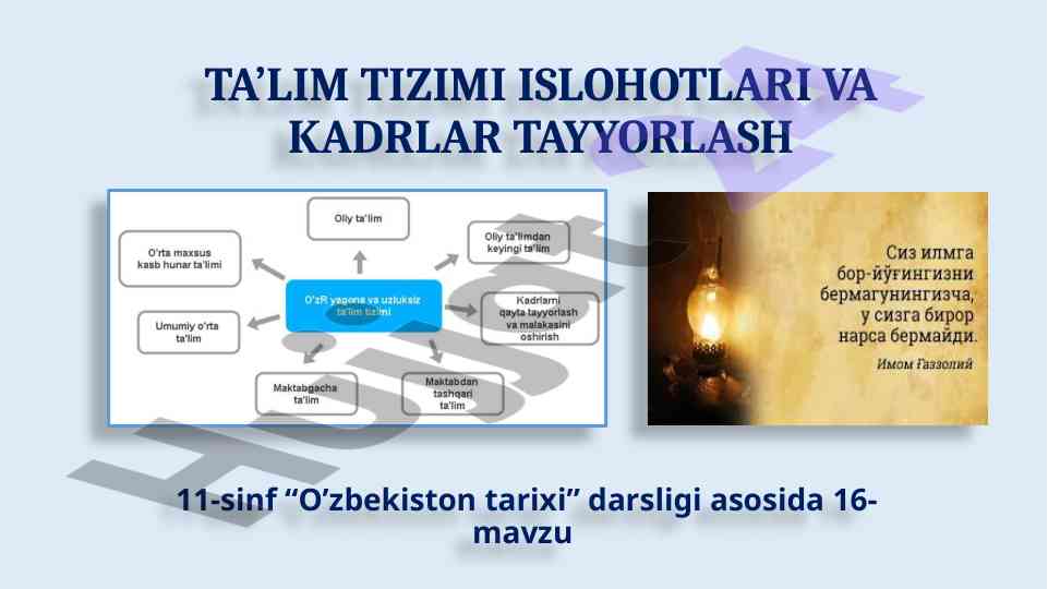Ta'lim tizimi islohotlari va kadrlar tayyorlash