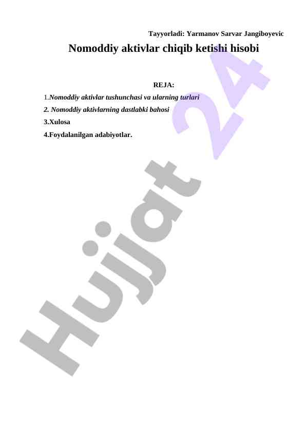Nomoddiy aktivlar chiqib ketishi hisobi tajribasi