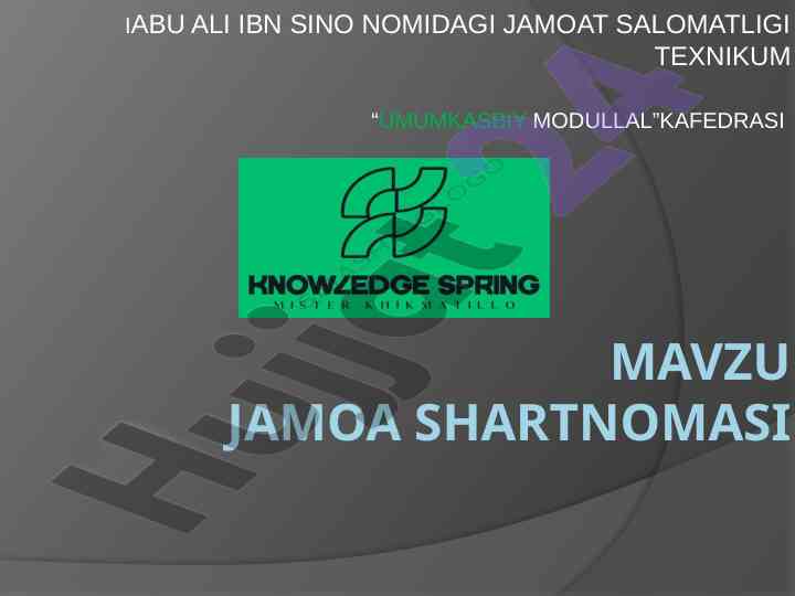 Jamoa shartnomasi umumkasbiy modullar kafedrasi