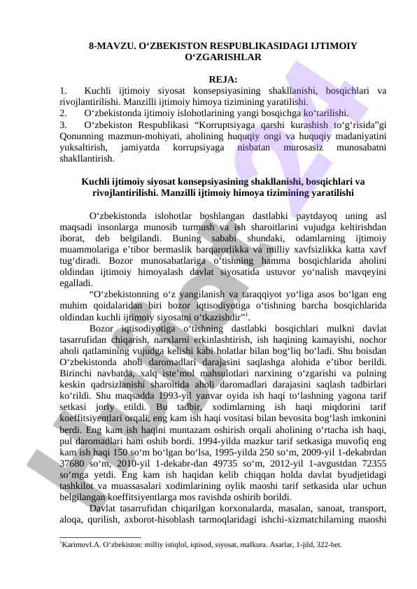 Ozbekiston ijtimoiy ozgarishlar va siyosat konsepsiyasi