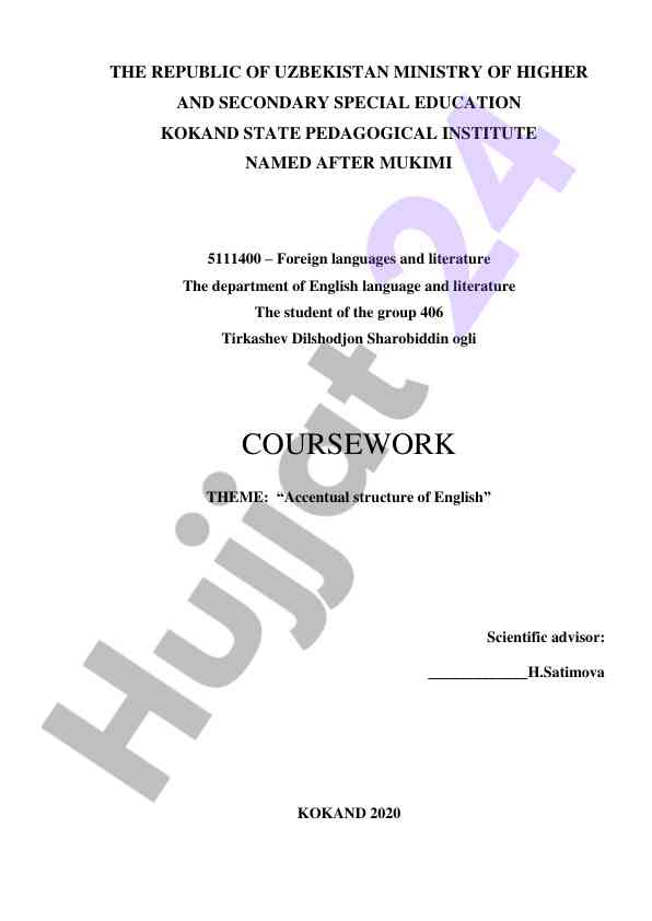 Accentual structure of english language coursework
