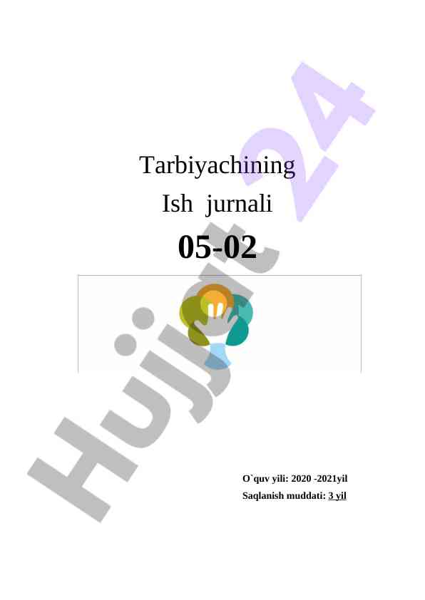 Tarbiyachining ish jurnali rejalashtirish va faoliyat