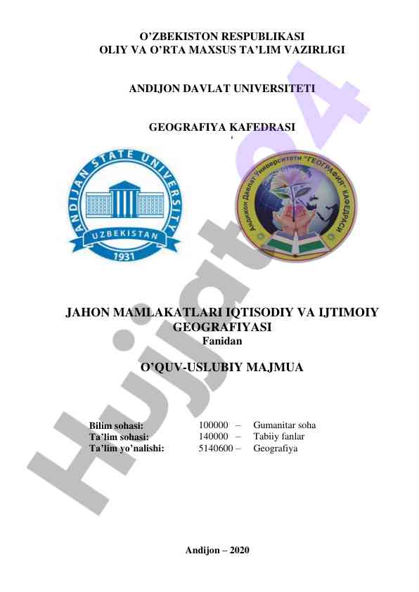 Jahon mamlakatlari iqtisodiy va ijtimoiy geografiyasi