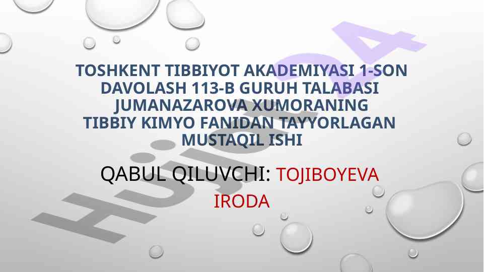 Dag’al dispers sistemalarning xossalari va farmakologiya