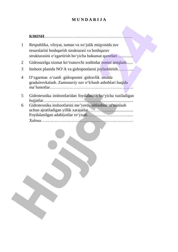 Suv resurslarini boshqarish va gidrouzel tahlili