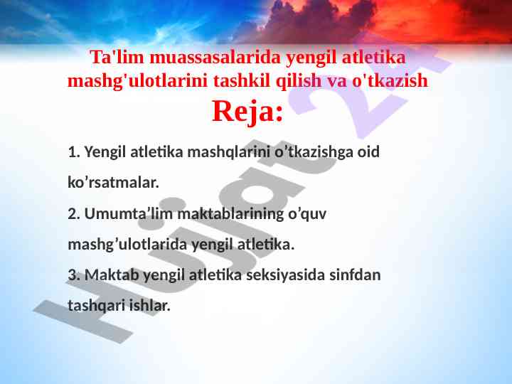 Yengil atletika mashqlarini o‘tkazish qo‘llanmasi