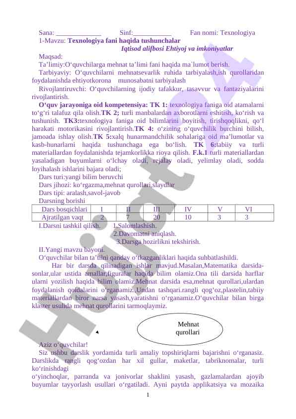 Texnologiya fani haqida tushunchalar