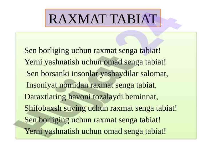 Tabiat va qazilma boyliklarining muhimligi