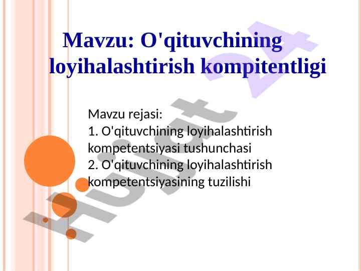 O'qituvchining loyihalashtirish kompetentsiyasining tahlili