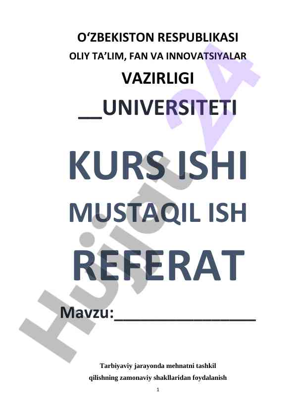 Mehnatni Tashkil Qilishning Zamonaviy Shakllari