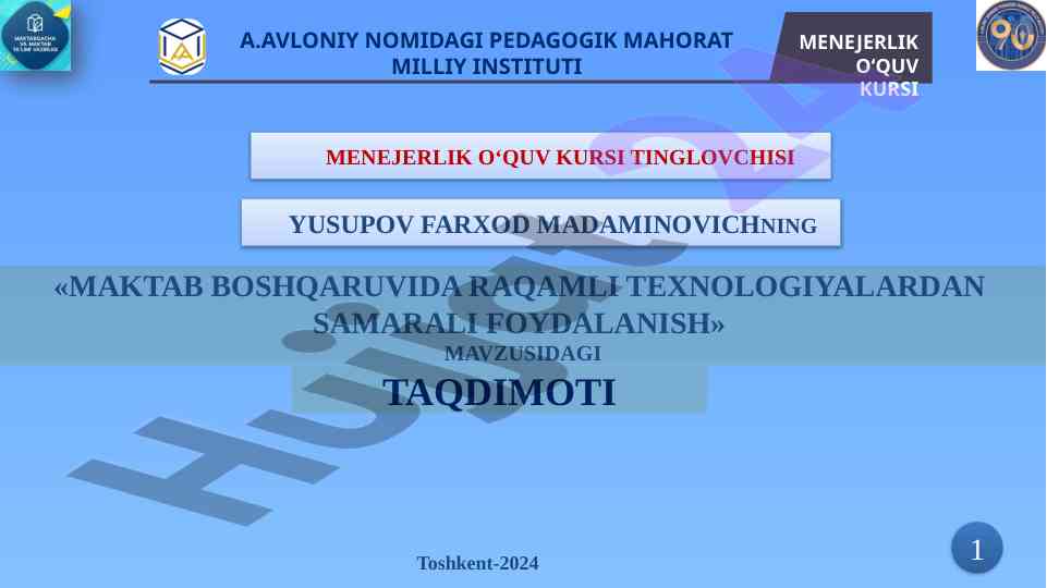 Maktab boshqaruvida raqamli texnologiyalardan foydalanish