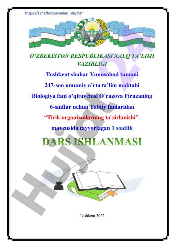 Tirik organizmlarning ta’sirlanishi dars ishlanmasi