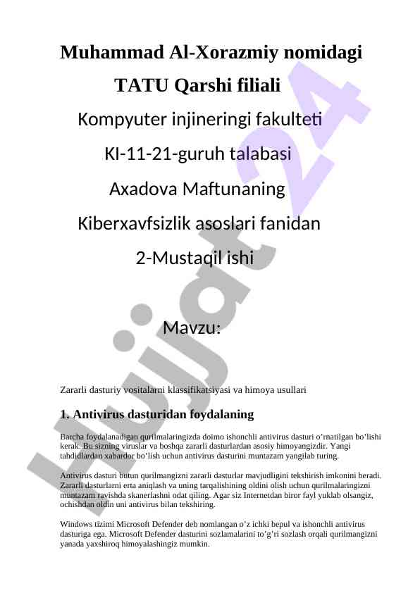 Zararli dasturiy vositalarni klassifikatsiyasi