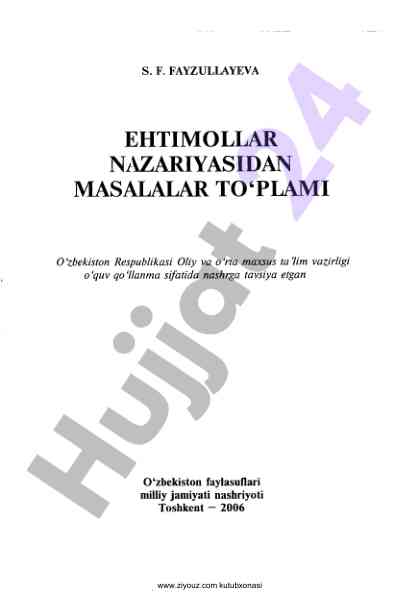 Ehtimollar nazariyasi masalalar to‘plami