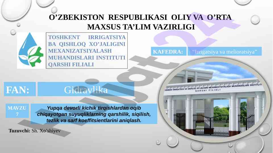 Gidravlika yupqa devorli teshik oqimlari analizi