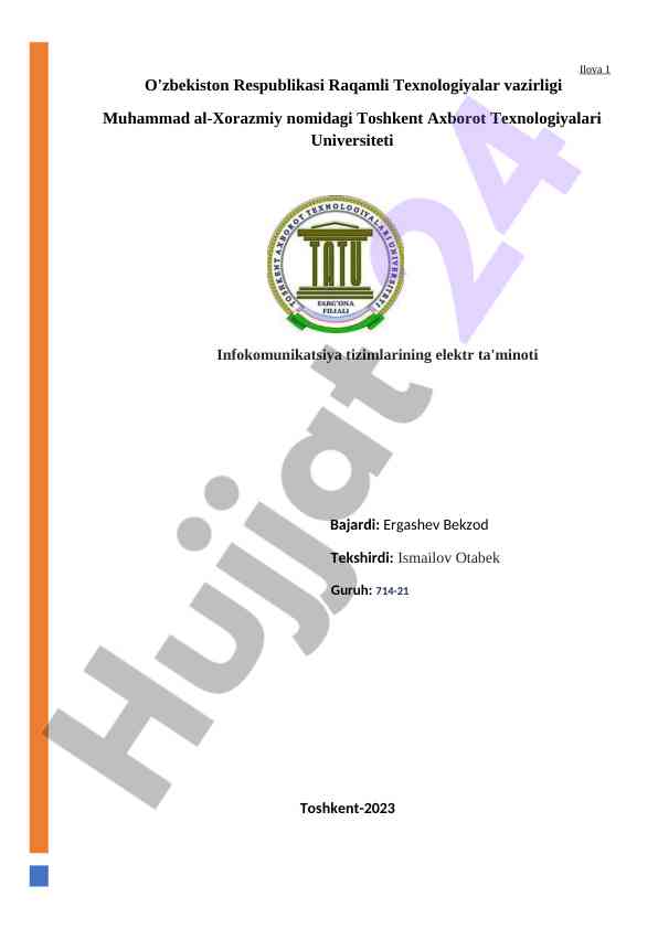 Infokommunikatsiya tizimlarining elektr ta'minoti