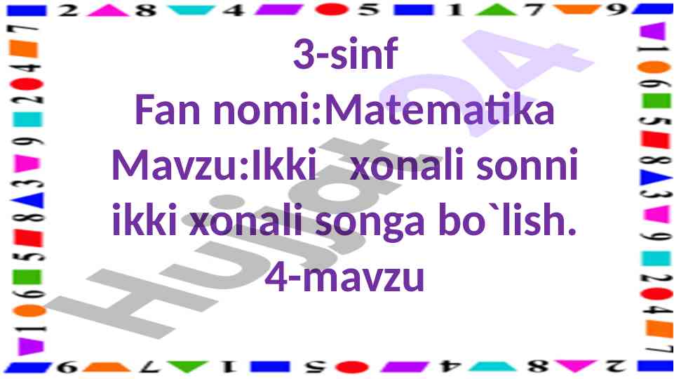 Ikki xonali sonni ikki xonali songa bo`lish