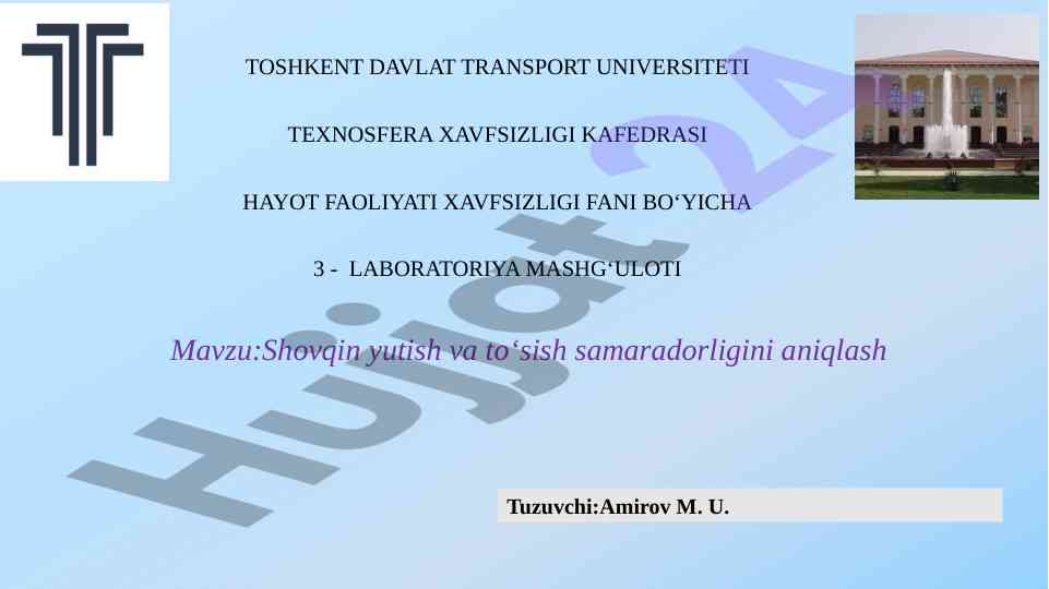 Shovqin yutish va to‘sish samaradorligini aniqlash