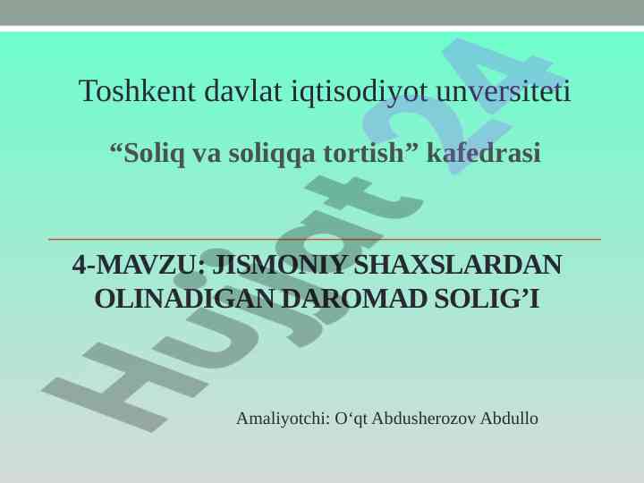 Jismoniy shaxslardan olinadigan daromad solig’i tahlili