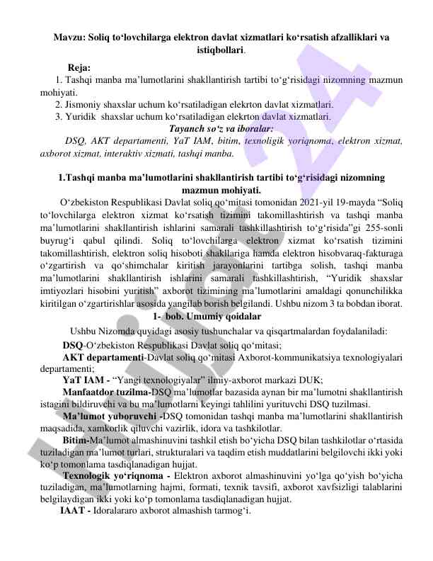 Soliq to'lovchilarga elektron davlat xizmatlari afzalliklari