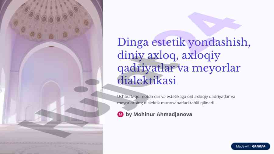 Din va estetika: axloqiy qadriyatlar va meyorlar