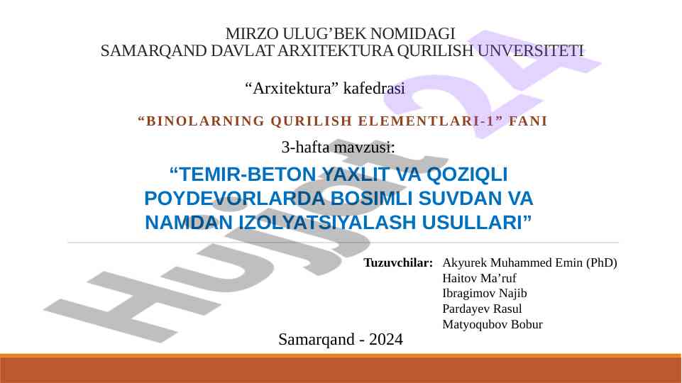 Izolyatsiya usullari poydevorlarni suvdan himoyalash
