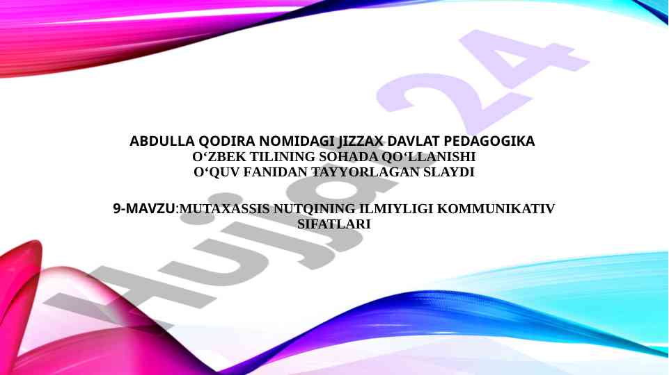 O‘zbek tilining soha qo‘llanilishi mavzusi