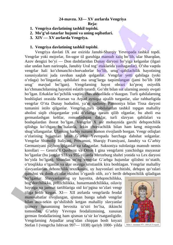 Vengriya davlatining tashkil topishi va tarixi