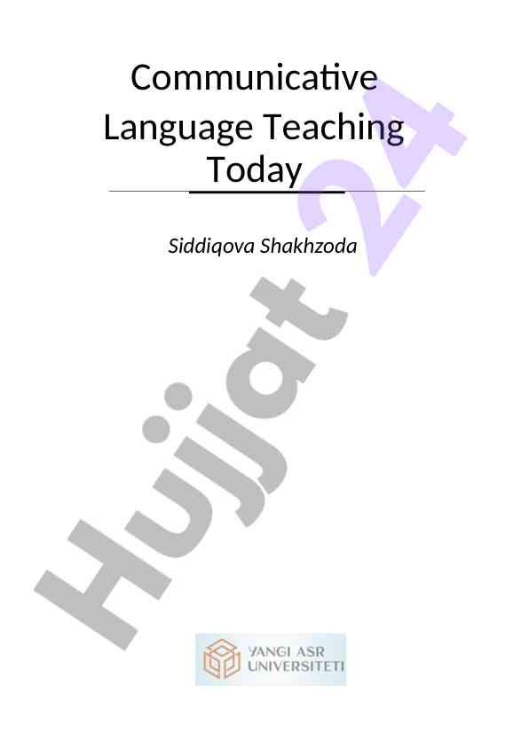 Communicative language teaching today overview
