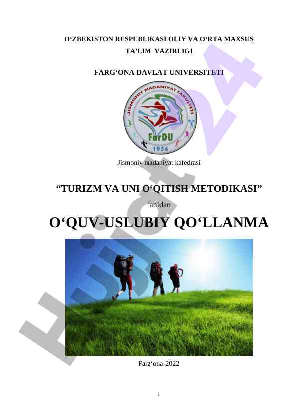 Turizm va uni o‘qitish metodikasi o‘quv-uslubiy qo‘llanma