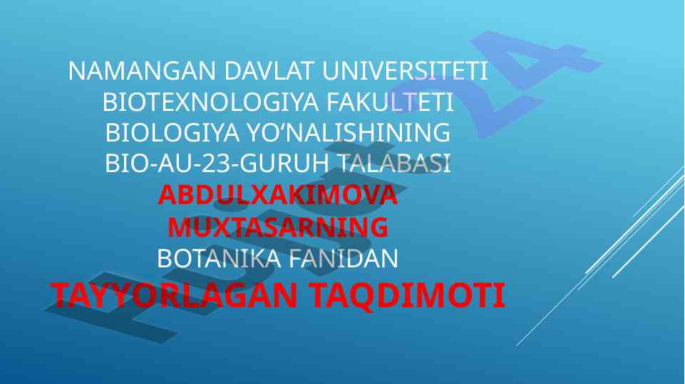 Qizil kitob oʻsimliklari haqida taqdimot