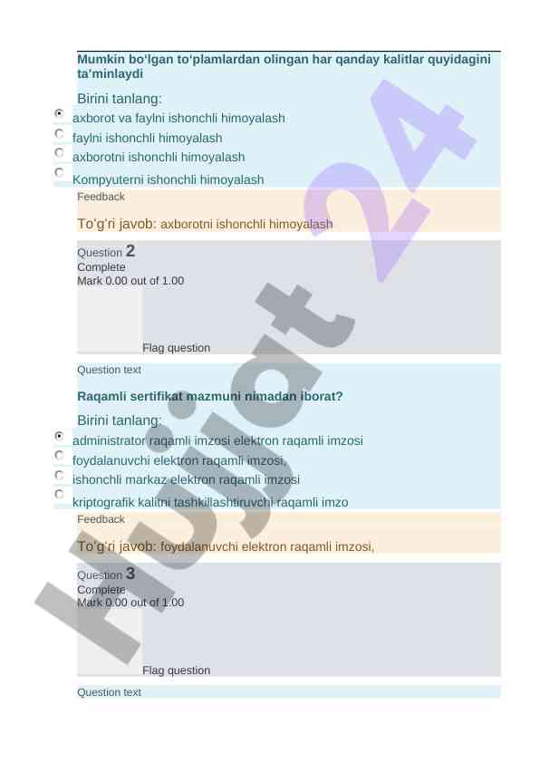 Axborotni ishonchli himoyalash va kriptografiya