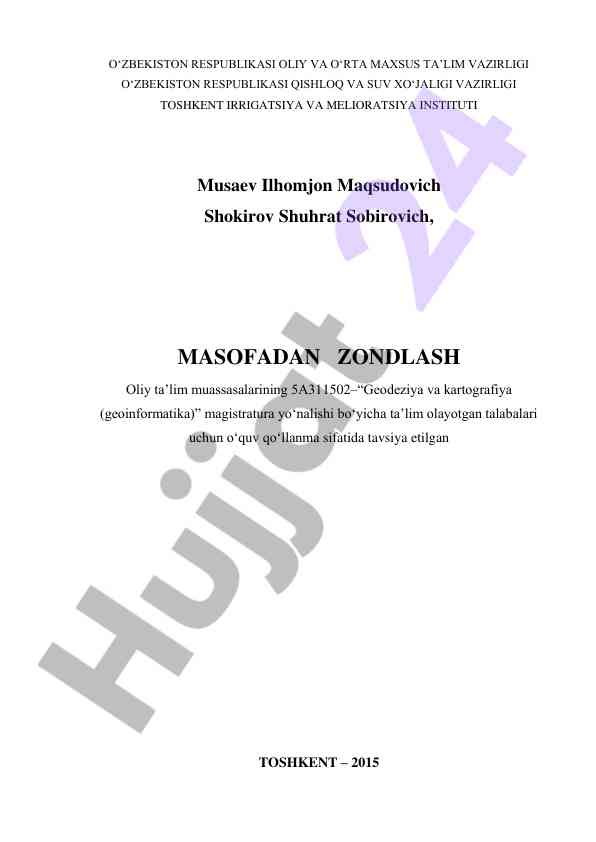Masofadan zondlash o‘quv qo‘llanmasi