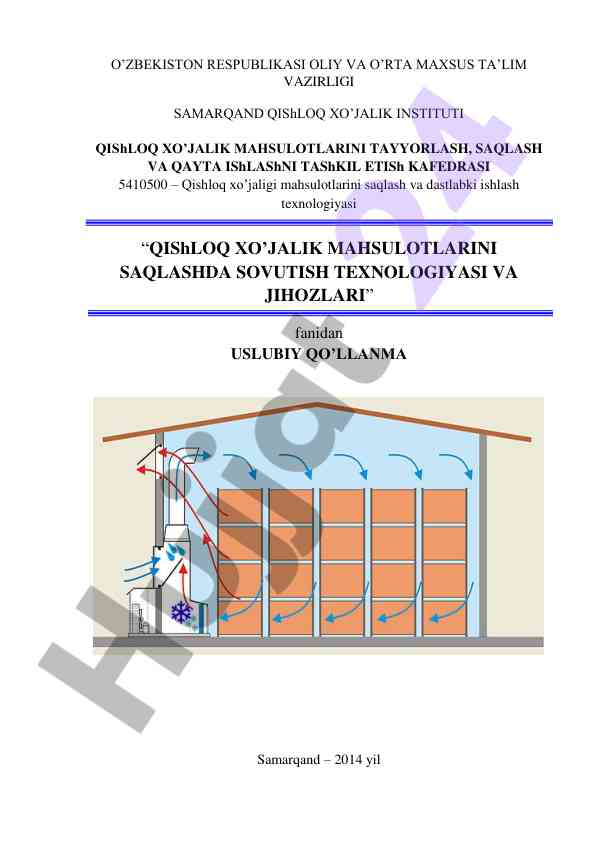 Qishloq xo‘jalik mahsulotlarini saqlash uslubiy qo‘llanma