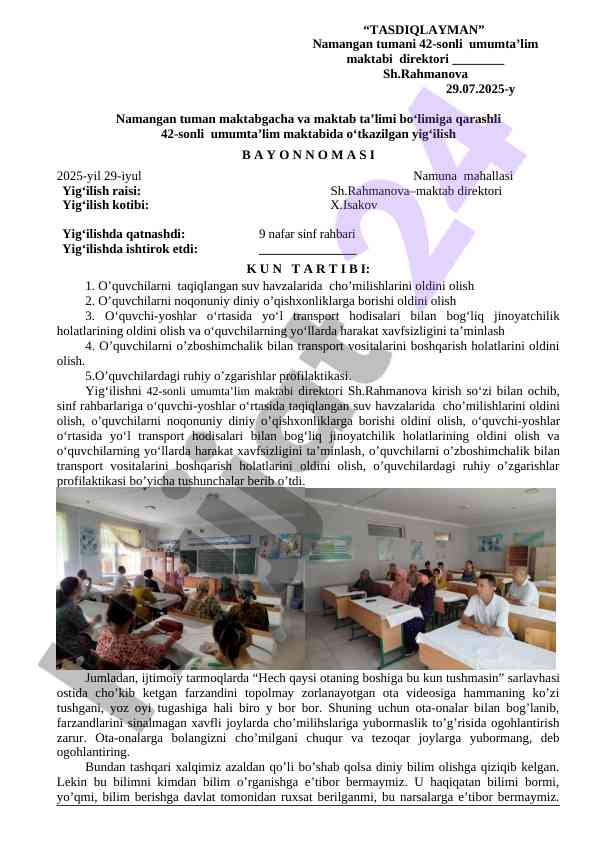 O‘quvchilarni qonunbuzarliklardan himoya qilish