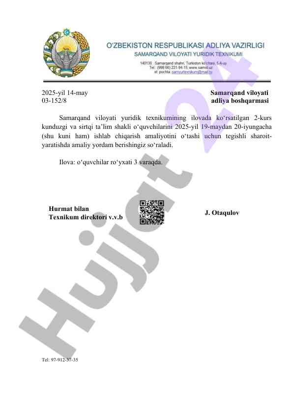 O‘quvchilarni ishlab chiqarish amaliyoti uchun ro‘yxat