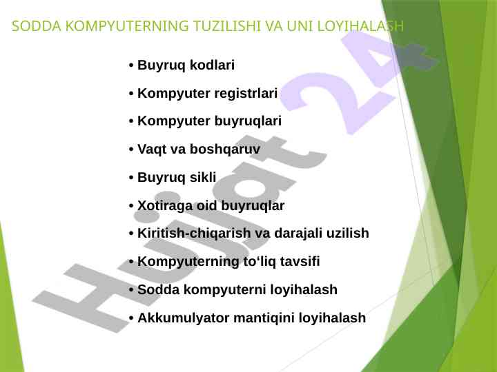 Sodda kompyuter tuzilishi va loyiha jarayonlari