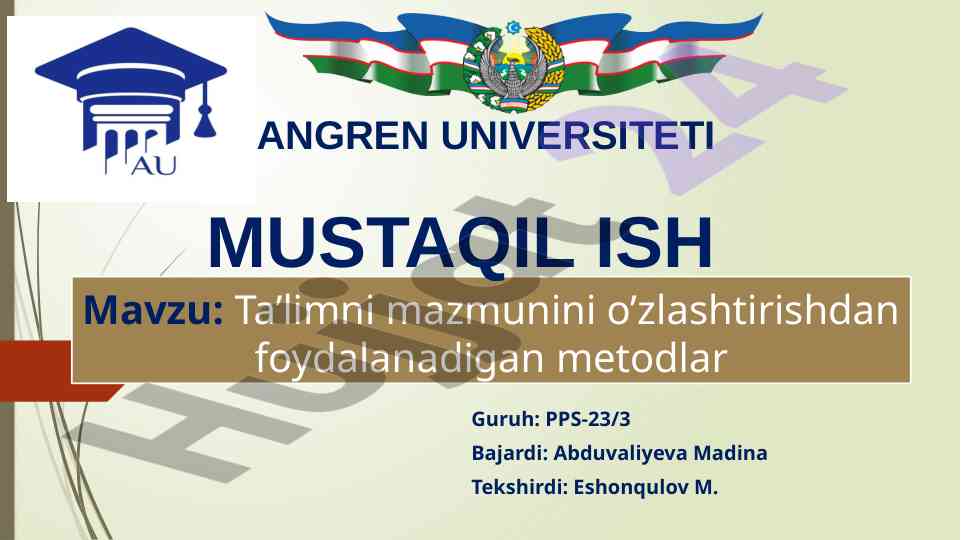 Ta’limni o’zlashtirish metodlari tahlili