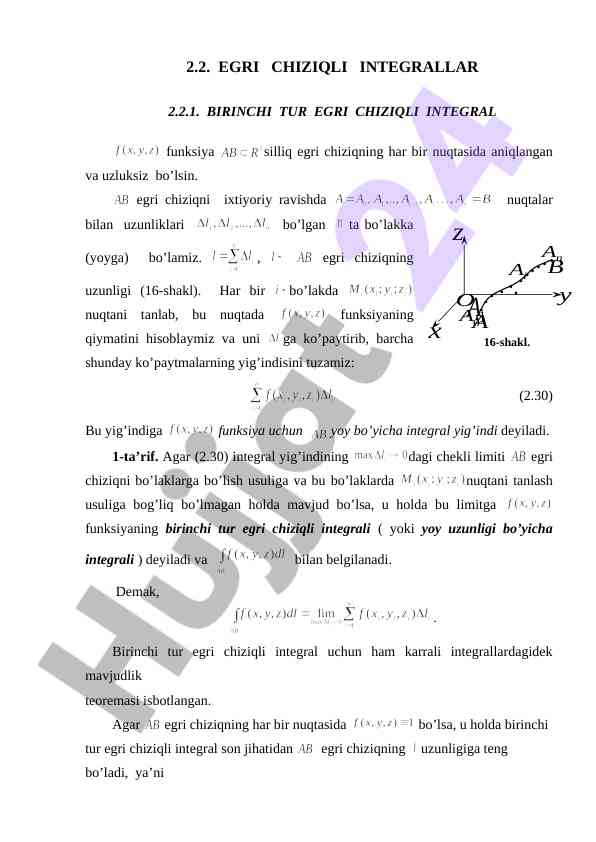 Egri chiziqli integrallar haqida ma'lumotlar