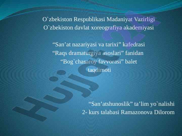 Raqs dramaturgiya asoslari balet taqdimoti